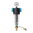 Préfiltre SOLUS AQUA pour adoucisseur autonettoyant avec cartouches en acier inoxydable 304 - 80µm - raccords ½" FM et ¾" M